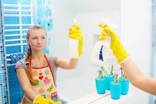 Professional mattress cleaning process on a bedroom bed