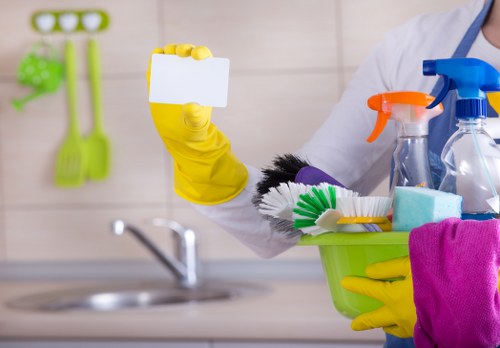Office cleaning in a modern corporate workspace
