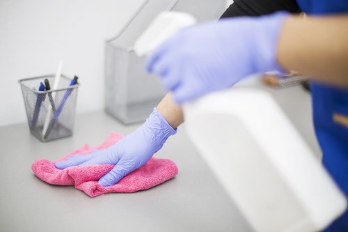 Turnover cleaning supplies arranged for short-term rental service