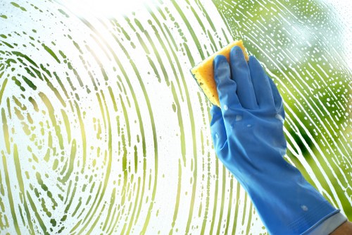 Professional carpet cleaning process in a bright living room