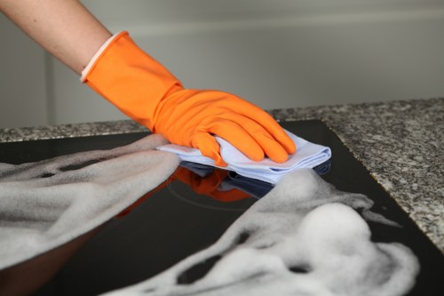 Professional Airbnb cleaning for a spotless kitchen and living area